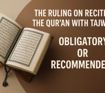 Muslim man reciting Quran with Tajweed in a peaceful setting, symbolizing proper Quranic recitation.