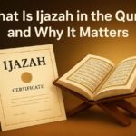 Quran Ijazah certificate beside an open Quran on a wooden stand, symbolizing authentic Quran recitation and Sanad.
